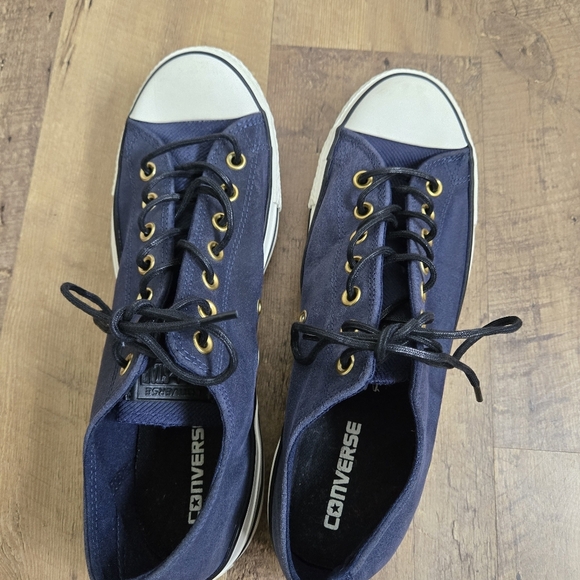 Converse Navy and White Men's Size 10 Or Womens 12 Sneakers - Picture 4 of 10